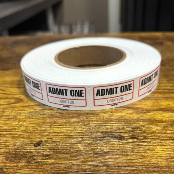 None Other - Admit One Ticket Roll - White